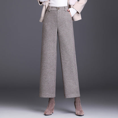Damen Wollhose Weite Bein mit Klassischem Muster - BerlinGlamour