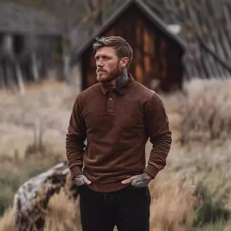 Herren Polohemd Cord Klassisch Knöpfe Modern - BerlinGlamour