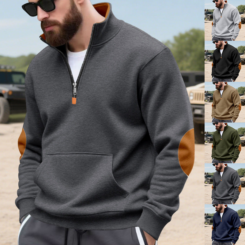 Herren Pullover Hochabschließend Kapuze Reißverschluss Funktion - BerlinGlamour