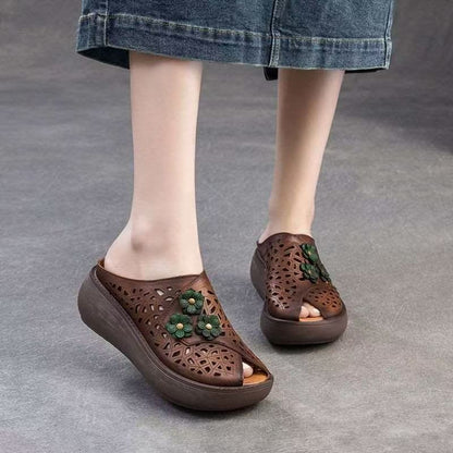 Damen Clogs atmungsaktiv mit Blumenapplikation Modern