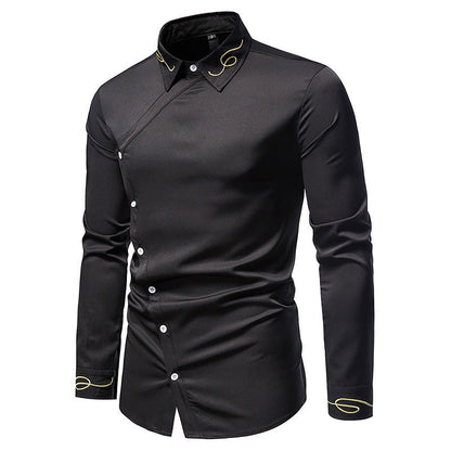 Herren Hemd Langarm Elegantes Asymmetrisch Knöpfe Modern