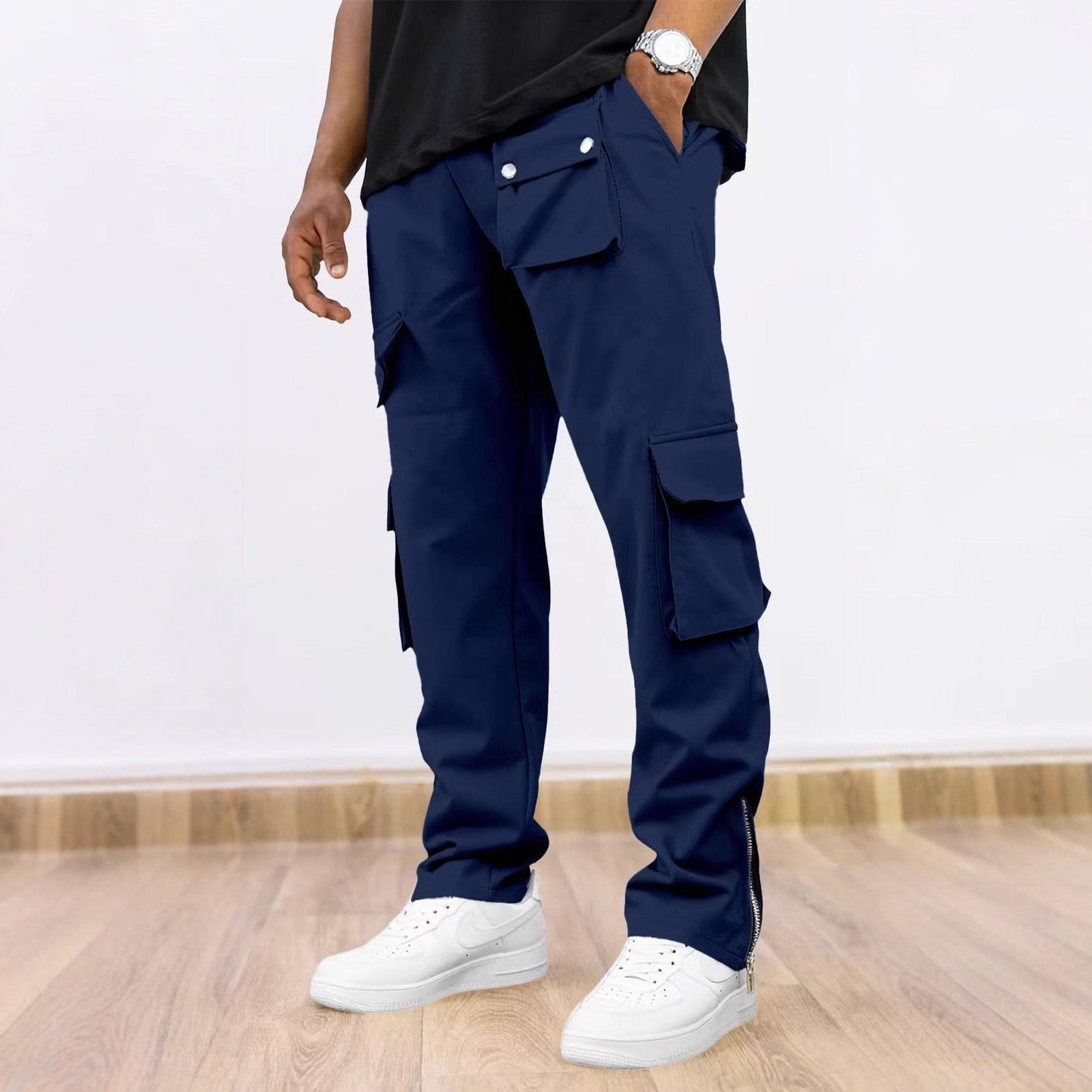 Herren Cargo-Hose Praktisch Reißverschluss Taschen Modern