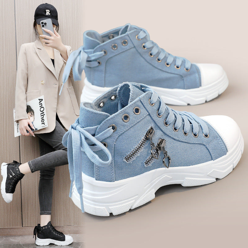 Damen Sneaker High-Top Reißverschluss Robust Sportlich - BerlinGlamour
