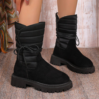 Damen Stiefel Gefüttert Schnürstiefel Rutschfest Winter