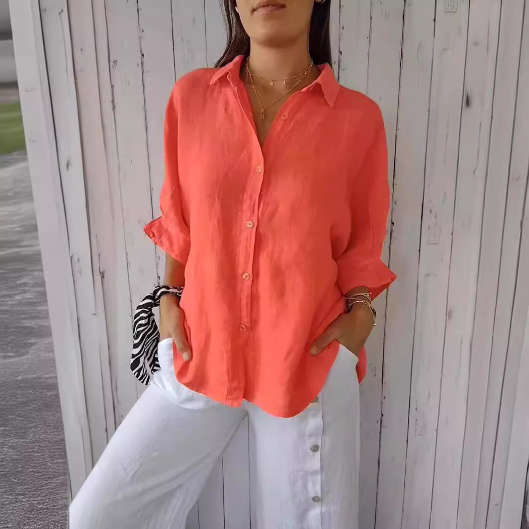Leichte Damen Leinenbluse mit lockerer Passform Sommer