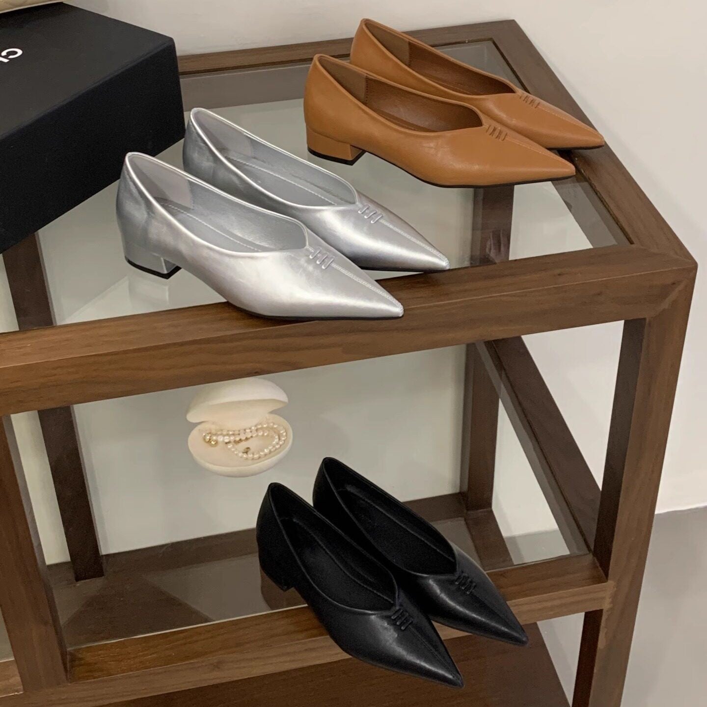 Damen Ballerinas Spitze Silber Metallic Schuhe Elegant - BerlinGlamour