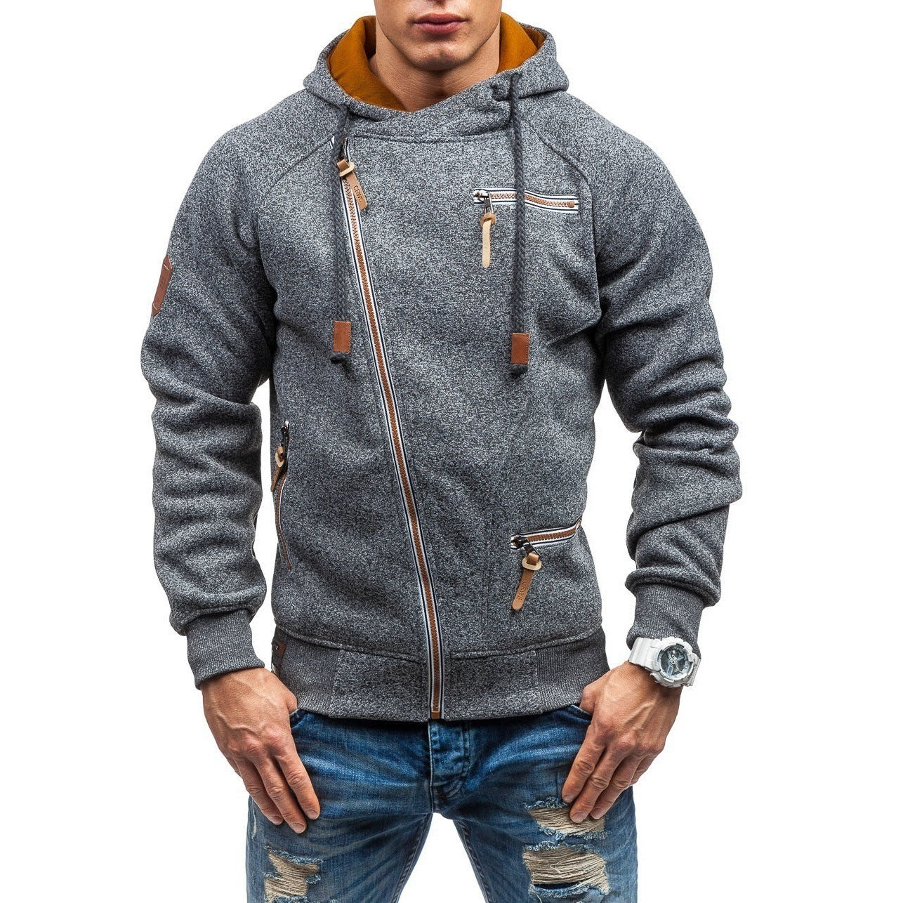 Herren Sportlich Sweatjacke Jogginghose Set Mit Kontrastdetails