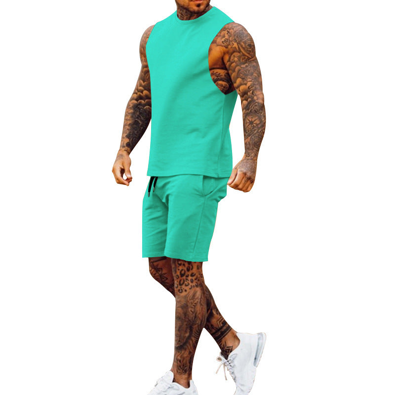 Herren Sportset Tanktop und Shorts Elastischer Bund Sportlich