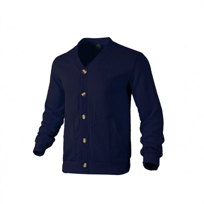 Herren Strickjacke Zopfmuster Modern Schwarz