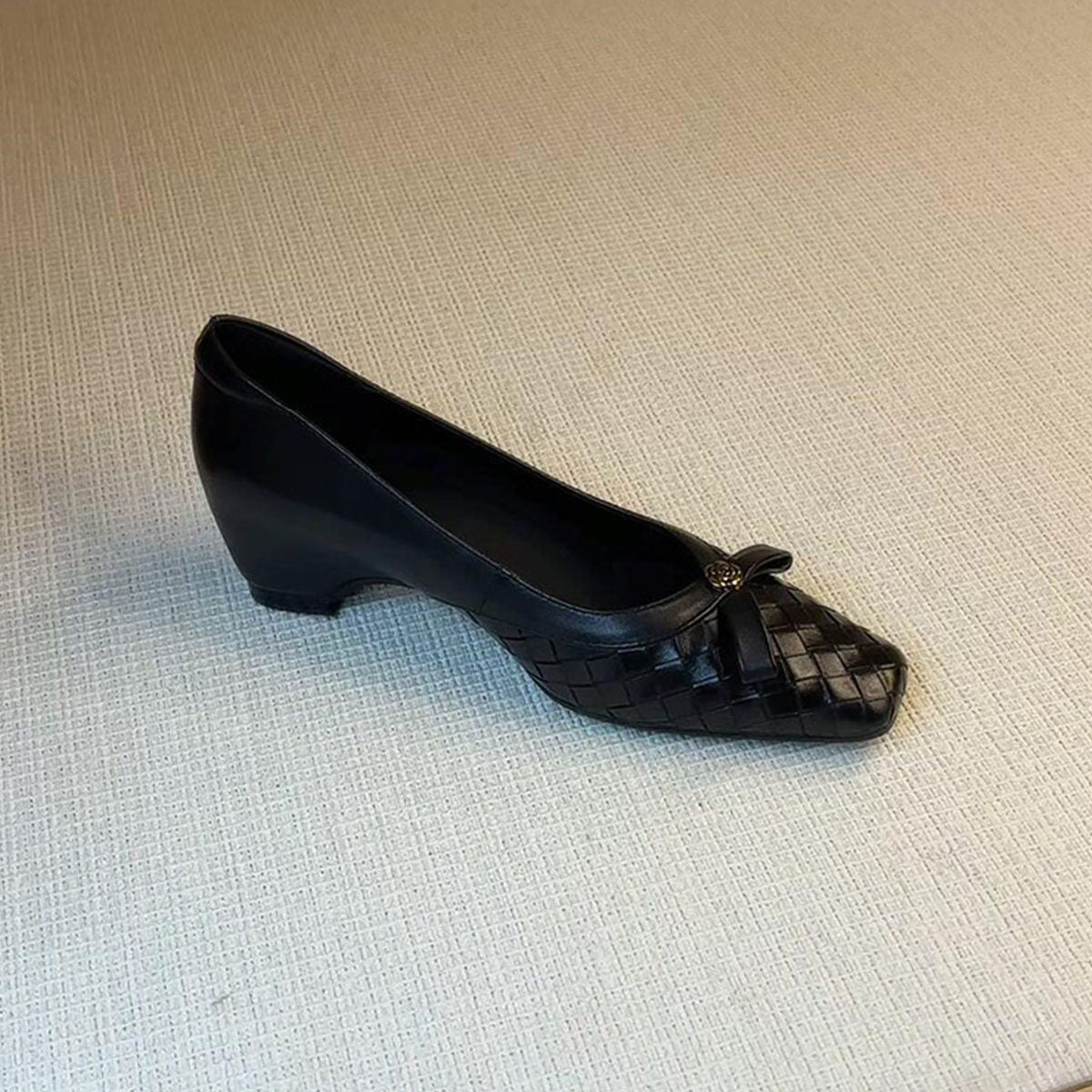Damen Ballerinas Geflochtene Schuhe mit Schleife Elegant