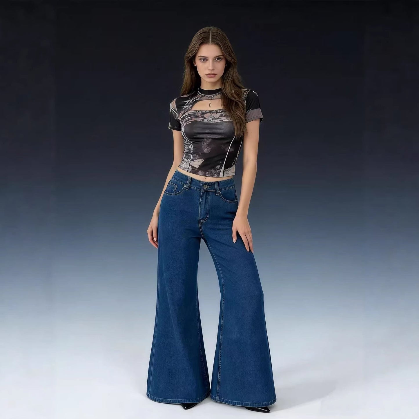 Damen Jeans Weite Bequem Elegant Schnitt