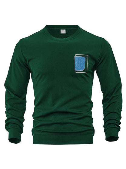 Herren Pullover Lässig Rundhals mit Tasche Modern