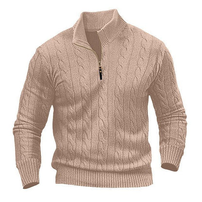 Herren Pullover Strick Elegант Stehkragen Reißverschluss