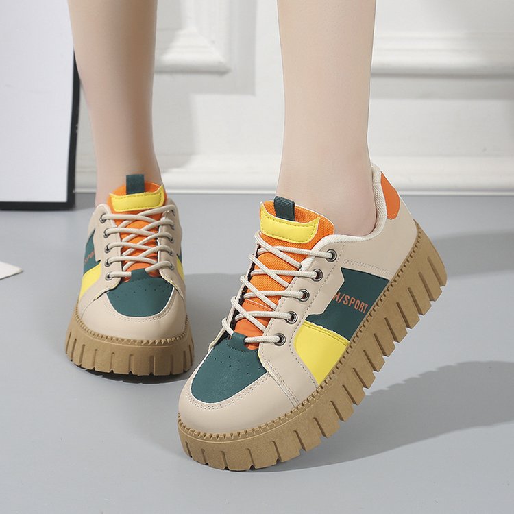 Damen Plateau Sneaker Hoch Modisch mit Struktursohle