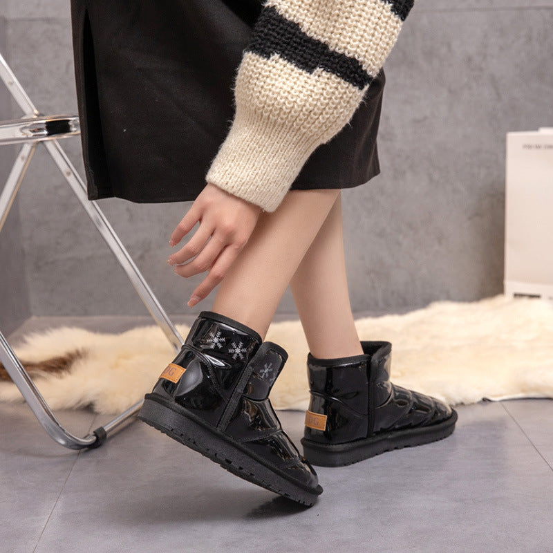 Damen Winterstiefel Warm Glänzend Schuhe Modisch