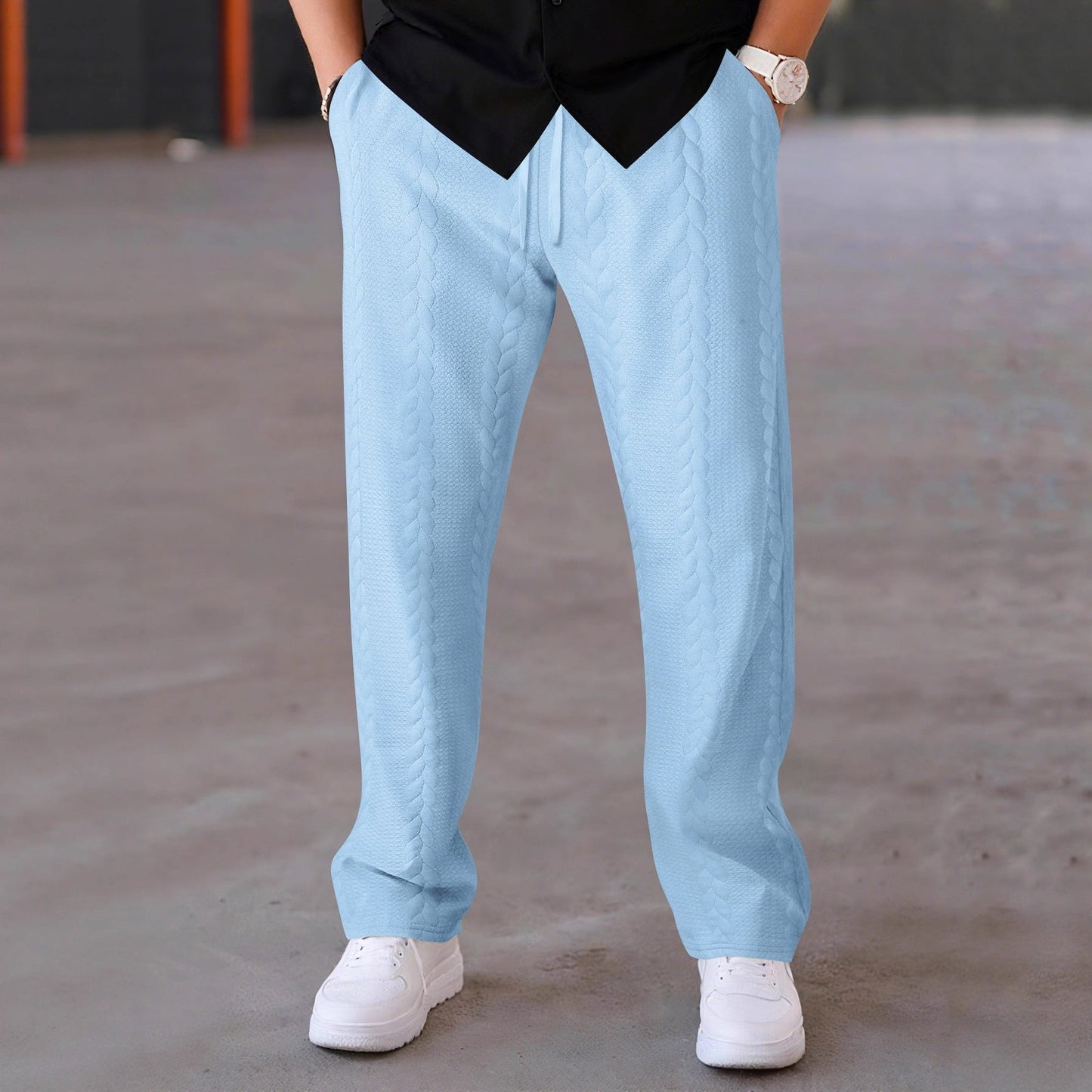 Herren Jogginghose Stretch mit Kordelzug und Struktur Optik