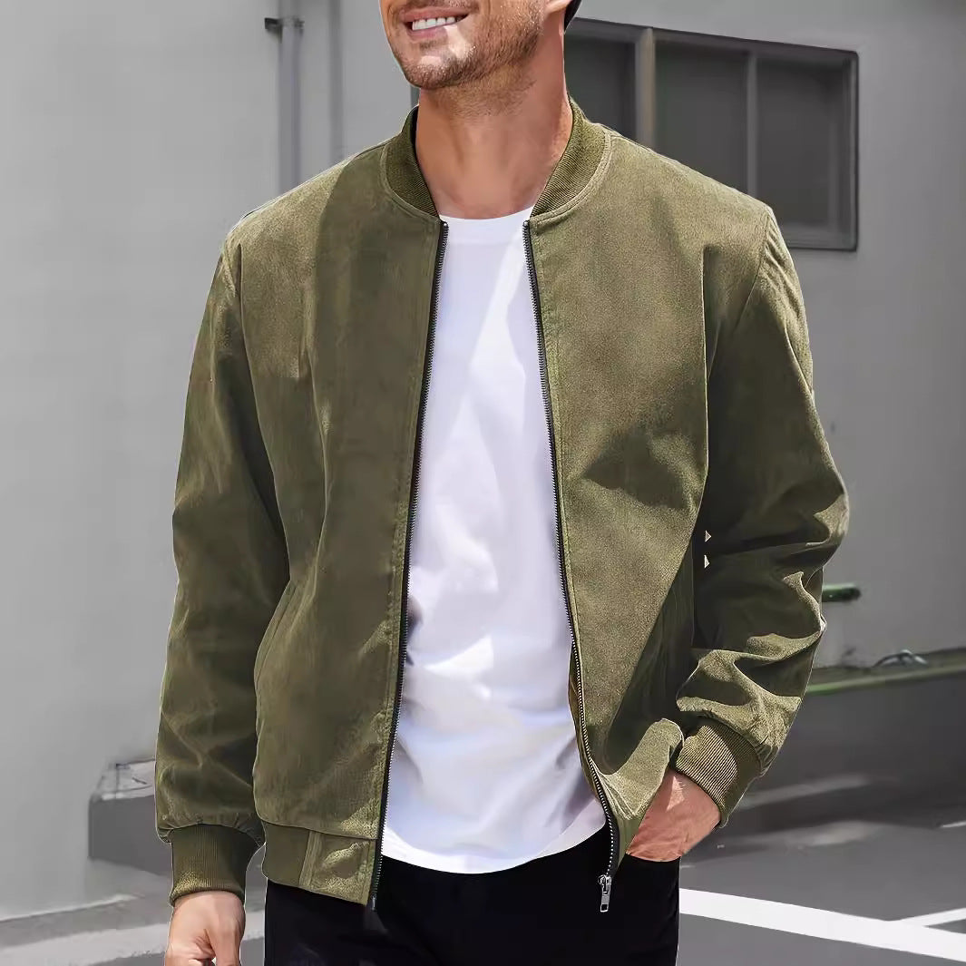 Lederjacke Herren Modern Elastisch Hoher Kragen