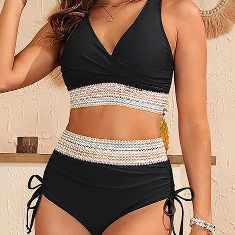 Damen Bikini Hochgeschnitten Elegantes Design Wickeloptik