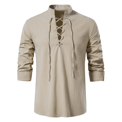 Herren Langarmshirt Modern Stehkragen Lässig Elegant