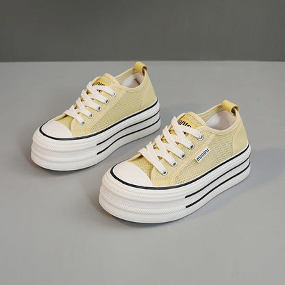 Damen Sneaker Plattform atmungsaktiv Mesh Modern