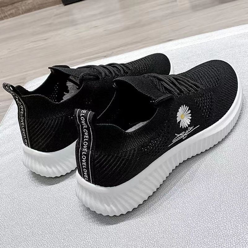 Damen Sneaker Blumenmuster Elastisch Trendy