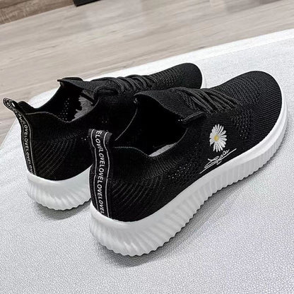 Damen Sneaker Blumenmuster Elastisch Trendy