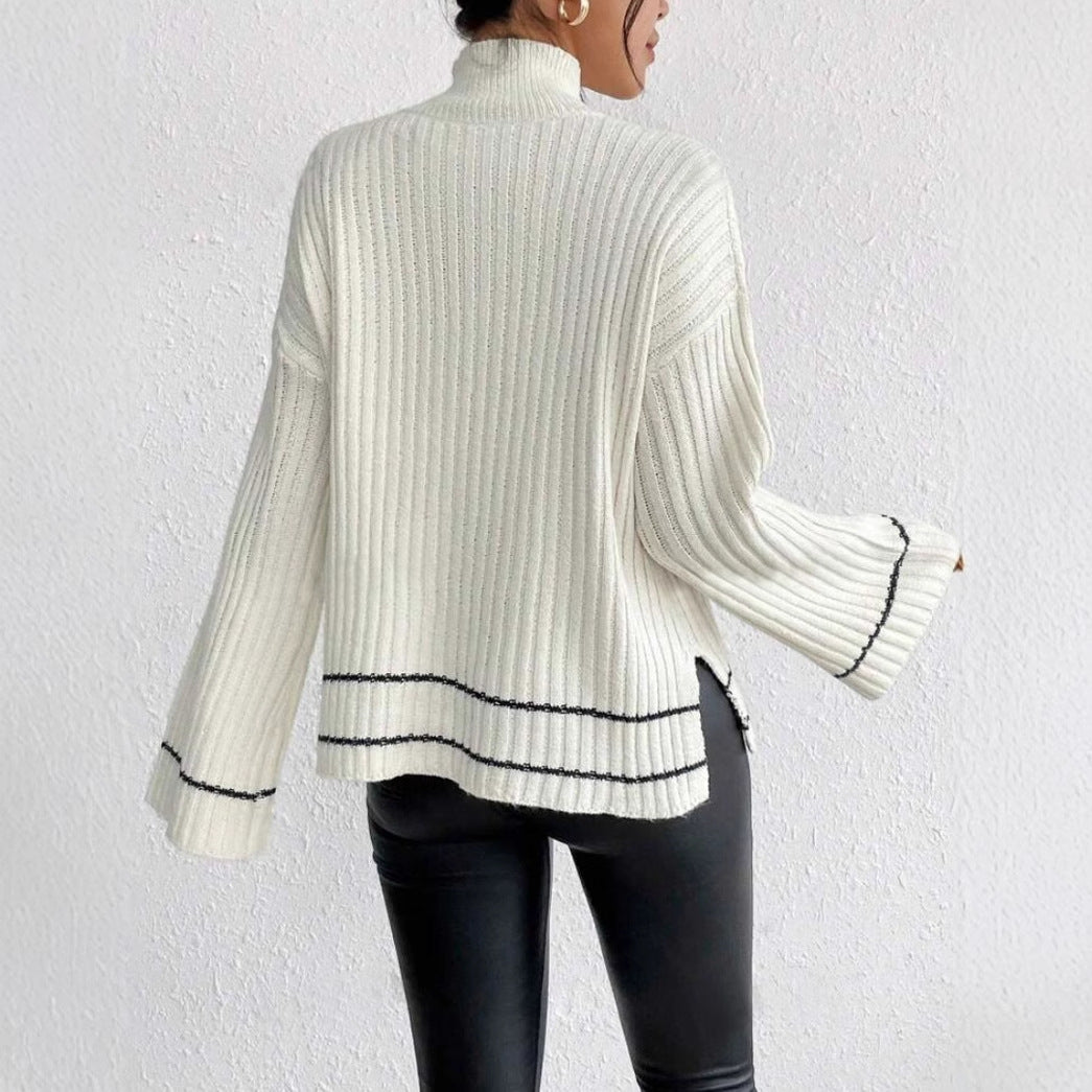 Damen Rollkragenpullover Gerippt Warm Winter