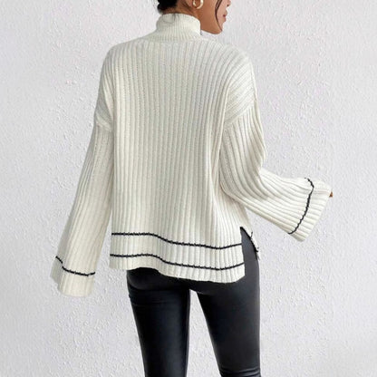 Damen Rollkragenpullover Gerippt Warm Winter
