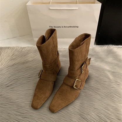 Damen Stiefeletten Wildleder Elegant Spitz
