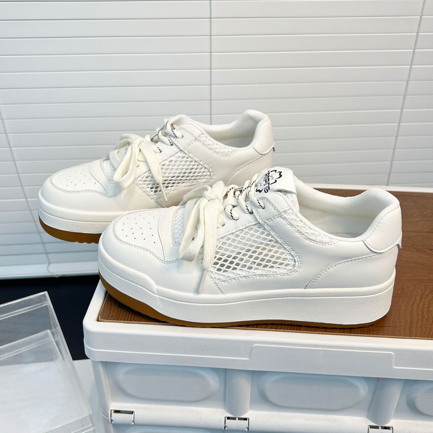 Damen Sneaker Sportlich Luftig Netz Leder - BerlinGlamour