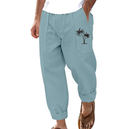 Herren Leinenhose Bequem Mit Taschen Sommer - BerlinGlamour