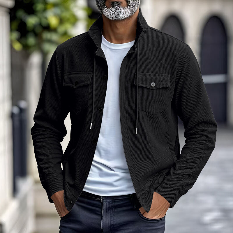 Herren Jacke Gestreift Utility Style Mit Kragen