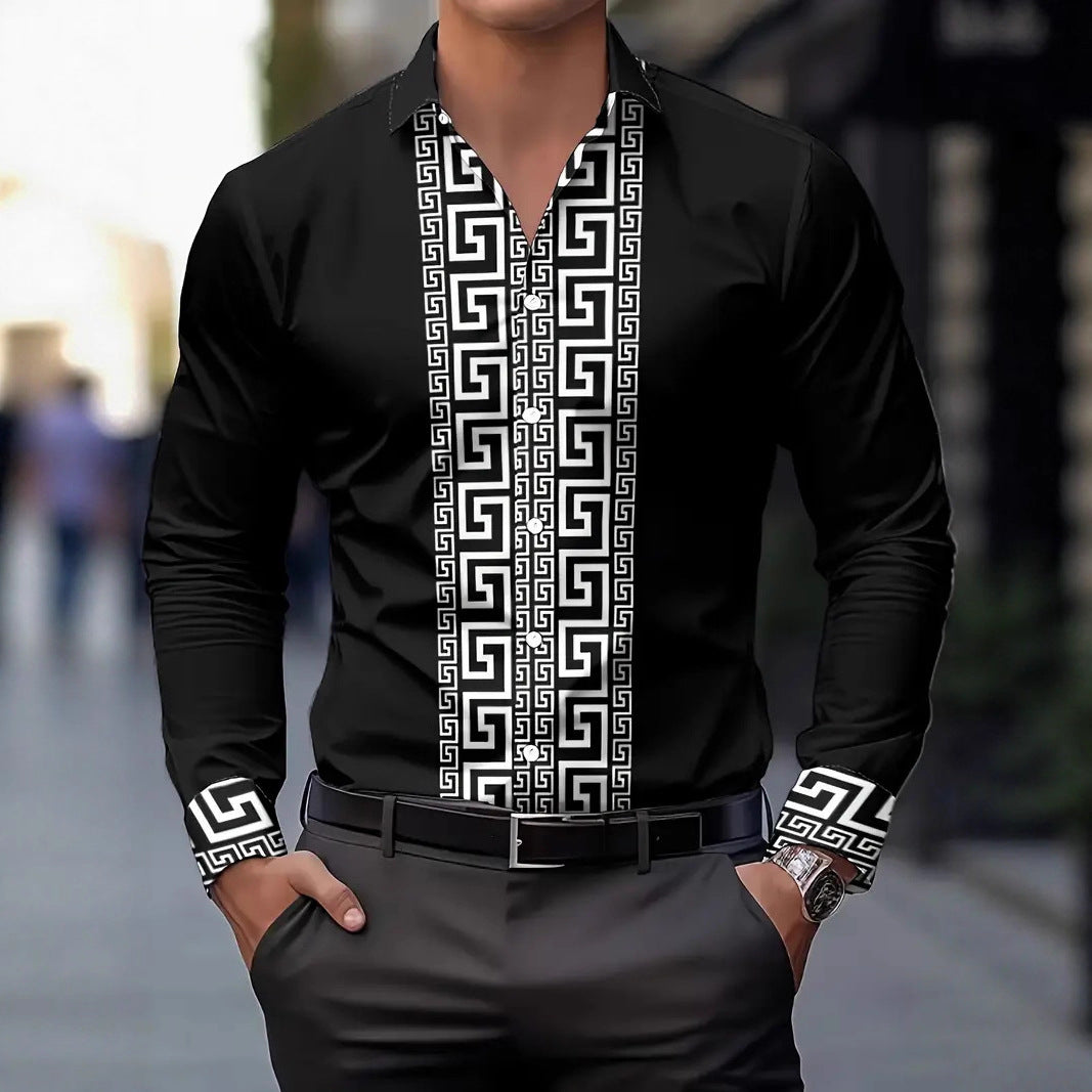Herren Langarmhemd Modern mit Kontraststreifen Trendy