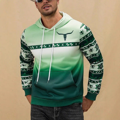 Herren Kapuzenpullover Modernes Tribal Muster Grau