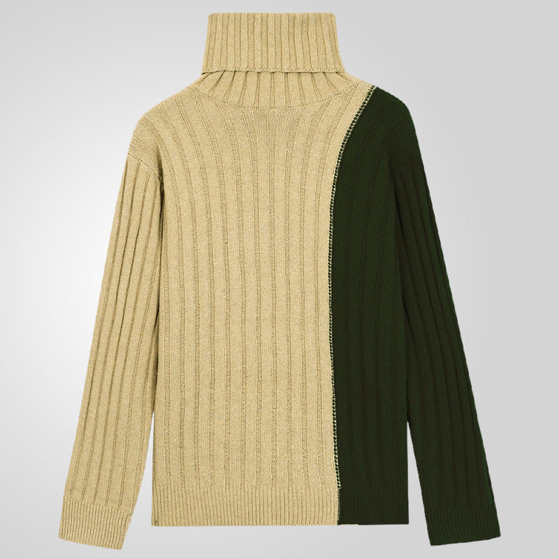 Herren Rollkragenpullover Struktur Ripp Design Modern - BerlinGlamour