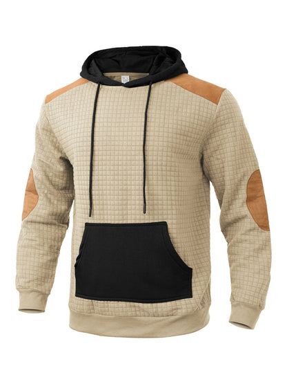 Herren Kapuzenpullover Modern mit Lederakzenten Schwarz