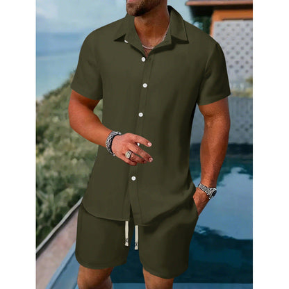 Herren Sommer Set Kurzarmhemd Shorts Relaxed Fit