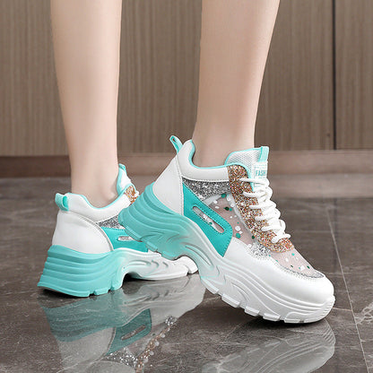 Damen Sneaker Sportlich Bequem Schimmernde Akzente