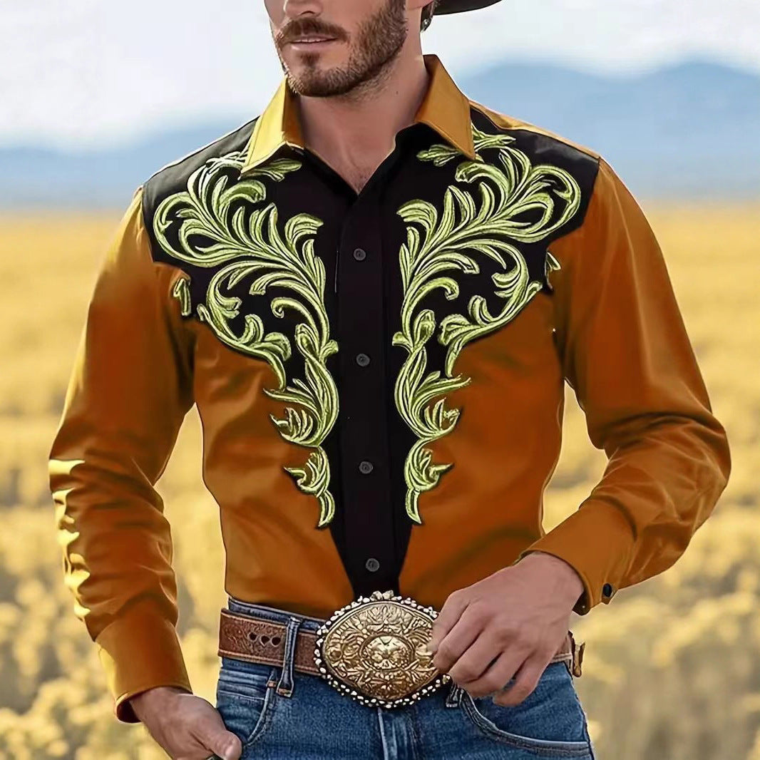 Herren Westernhemd Stickerei Modern Cowboy Style
