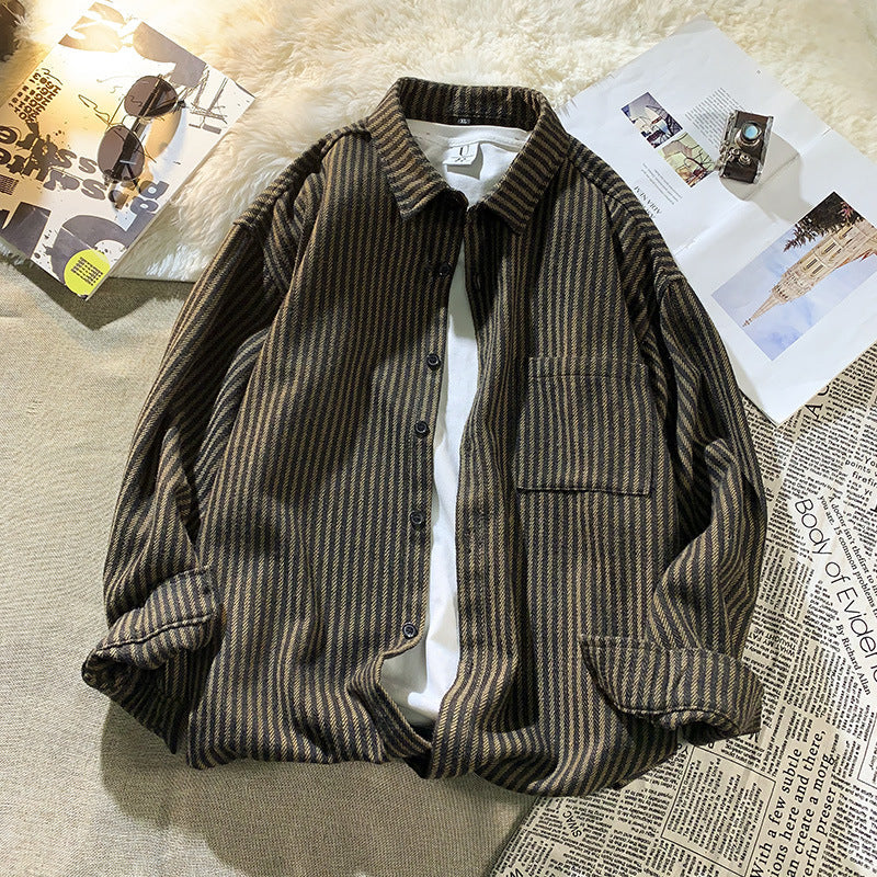 Herren Overshirt Gestreift Modern Casual