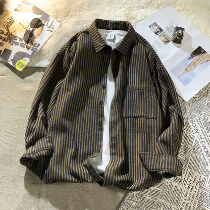 Herren Overshirt Gestreift Modern Casual
