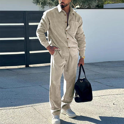 Herren Casual Hemd und Hose Set Modern Freizeit