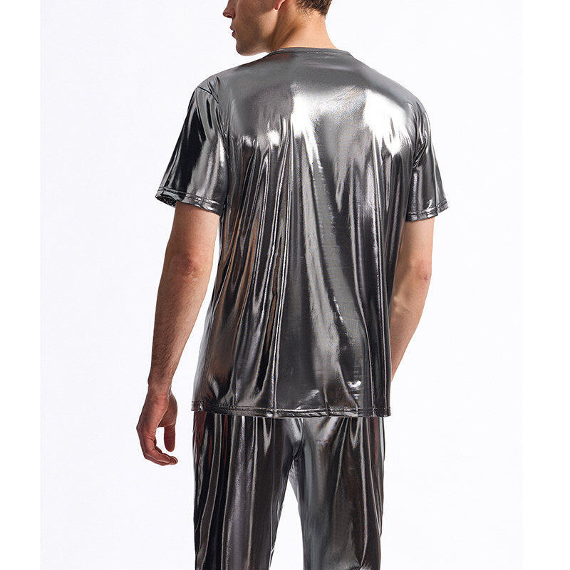 Herren T-Shirt V-Ausschnitt Glänzend Modern Hochwertig
