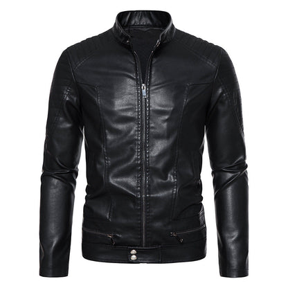 Herren Lederjacke Modisch mit Nieten und Reißverschluss