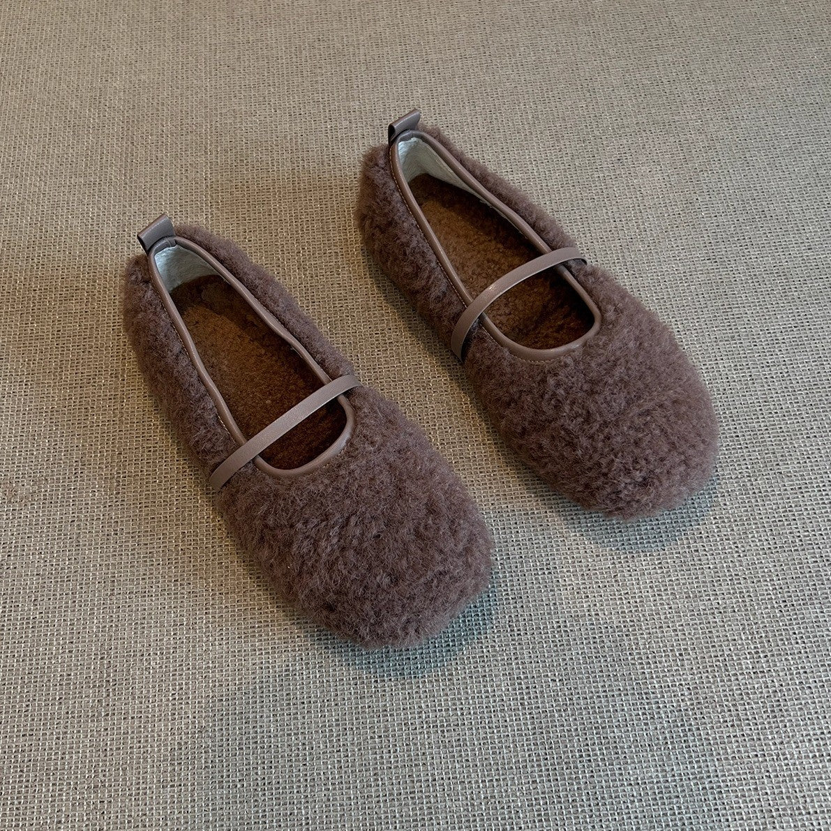 Damen Fleece Ballerinas Warm Bequem