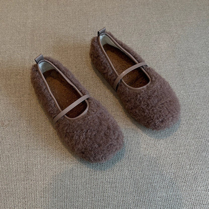 Damen Fleece Ballerinas Warm Bequem