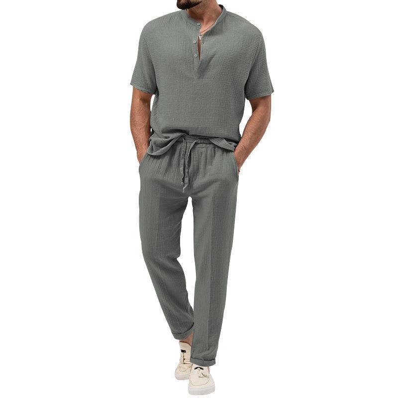 Herren Zweiteiler Outfit Kurzes Top Elastische Hose Casual