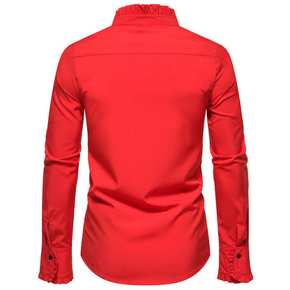Herren Hemd Langarm Elegantes Stehkragen Hemd Modern