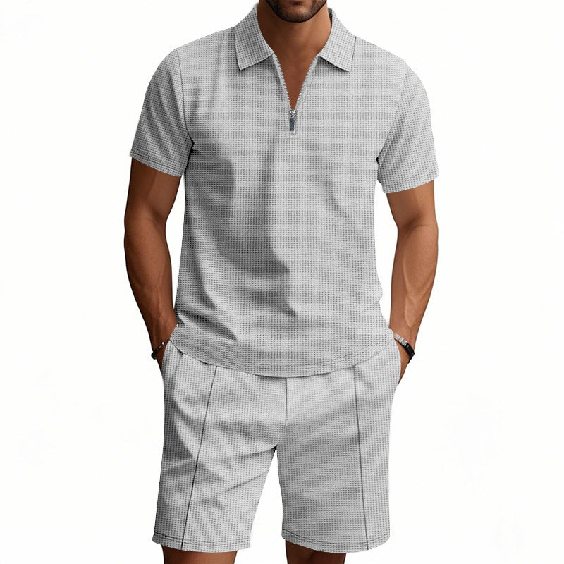 Herren Polo-Set mit Shorts, Modern, Reißverschluss, Elegantes Design