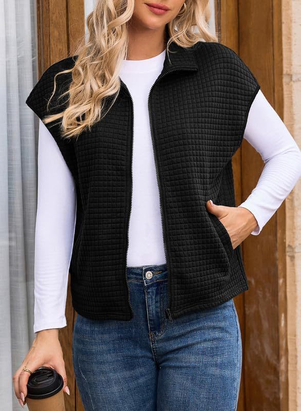 Damen Steppweste Warm mit Reißverschluss und Taschen
